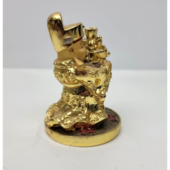 Gold Plated Feng Shui Chai Shen Ye Statue God of Wealth Fortune Good Luck 3.25" - Picture 7 of 14